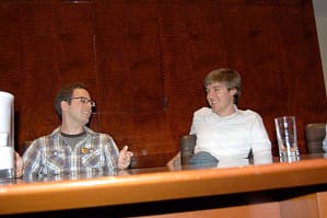 Elliot Kalan and Ben Joseph. Panelists for JHRTS NY, A Conversation with the Comedians