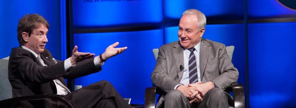 Lorne Michaels and Martin Short on stage for this HRTS Luncheon
